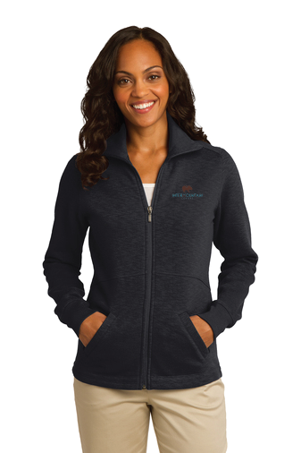Port Authority® Ladies Slub Fleece Full-Zip Jacket (Black)