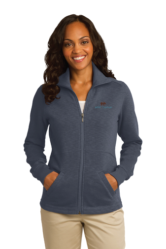 Port Authority® Ladies Slub Fleece Full-Zip Jacket (Slate Grey)